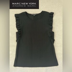 MARC NEW YORK Women’s Black Ruffle Sleeve Top | Size: Medium
